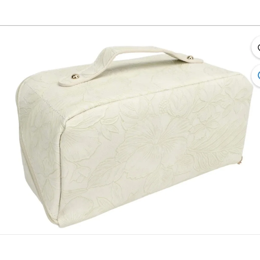 Elegant Floral Embossed‎ Cosmetic Bag Makeup Organizer Travel Toiletry Bag NWT